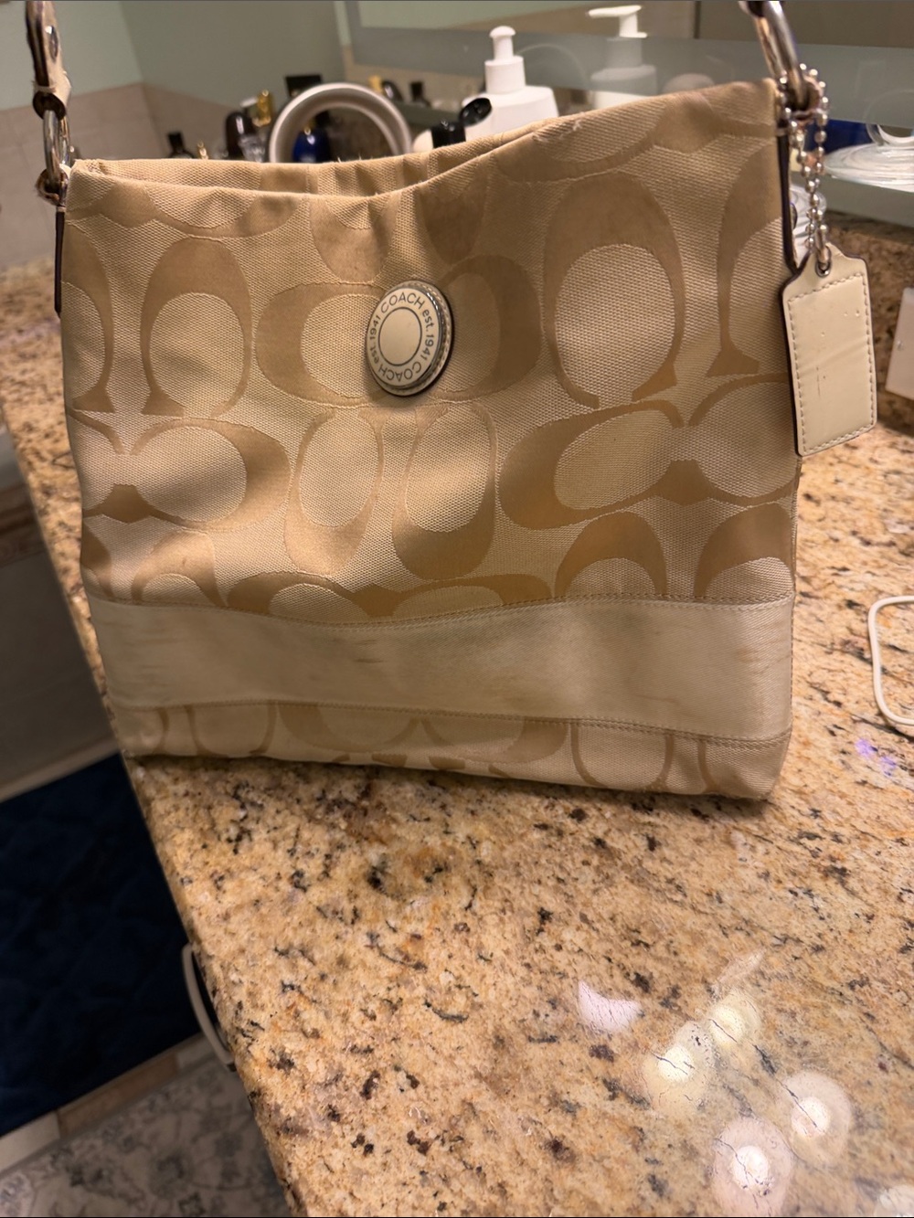 Coach Tan Signature Canvas Shoulder Bag